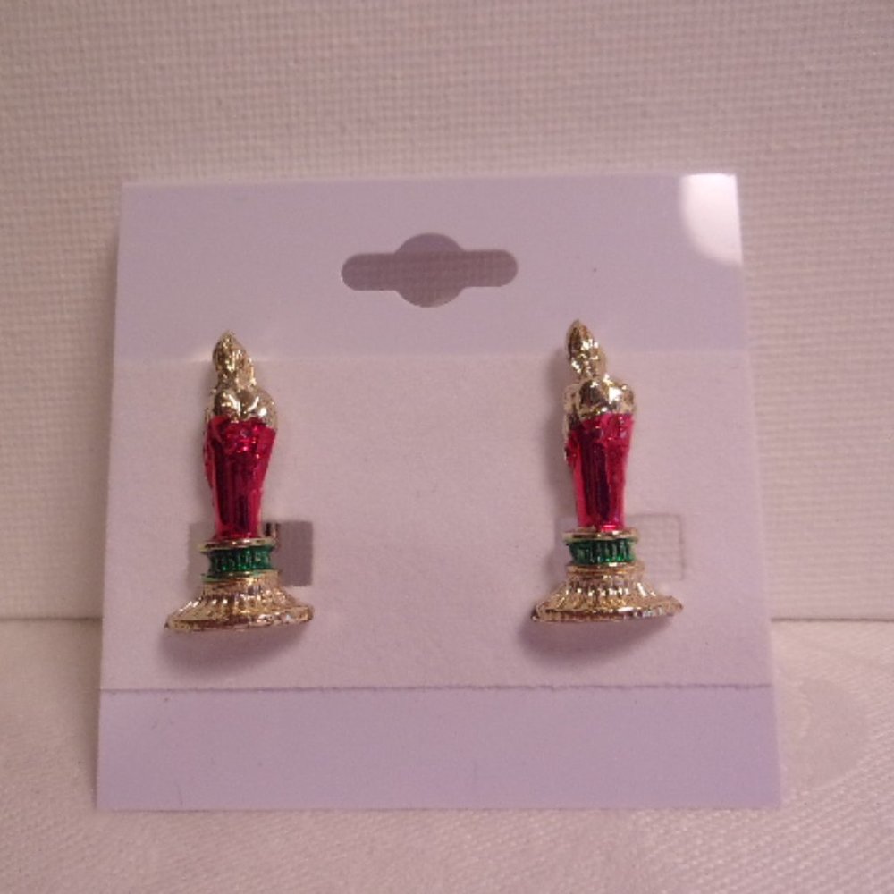 Vintage Christmas Candle Clip Earrings